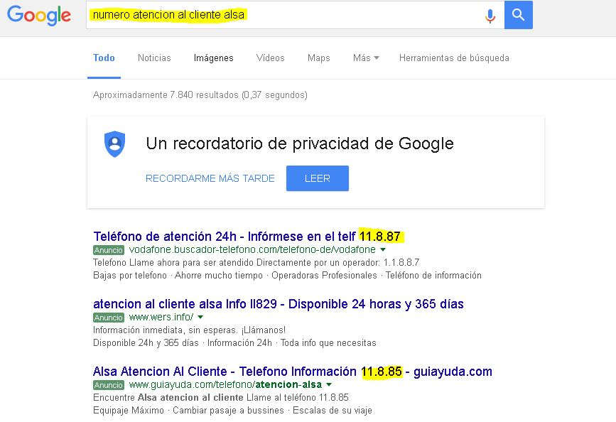 atención al cliente, ALSA